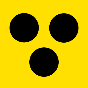 Logo schwerbehindert, 3 schwarze Punkte auf gelbem Hintergrund